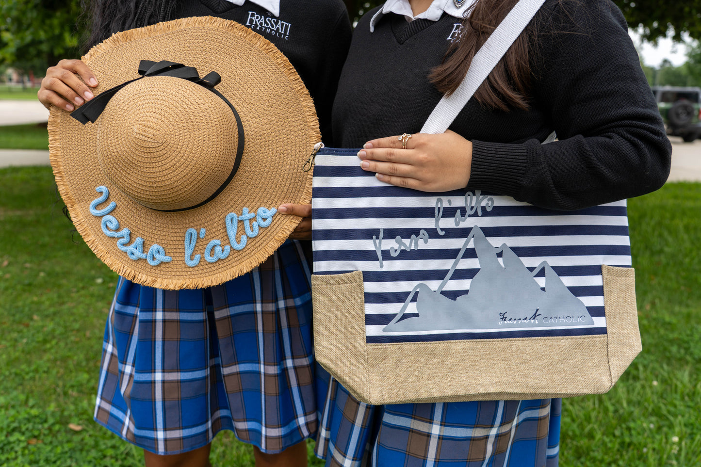 Verso l'alto Striped Beach Bag