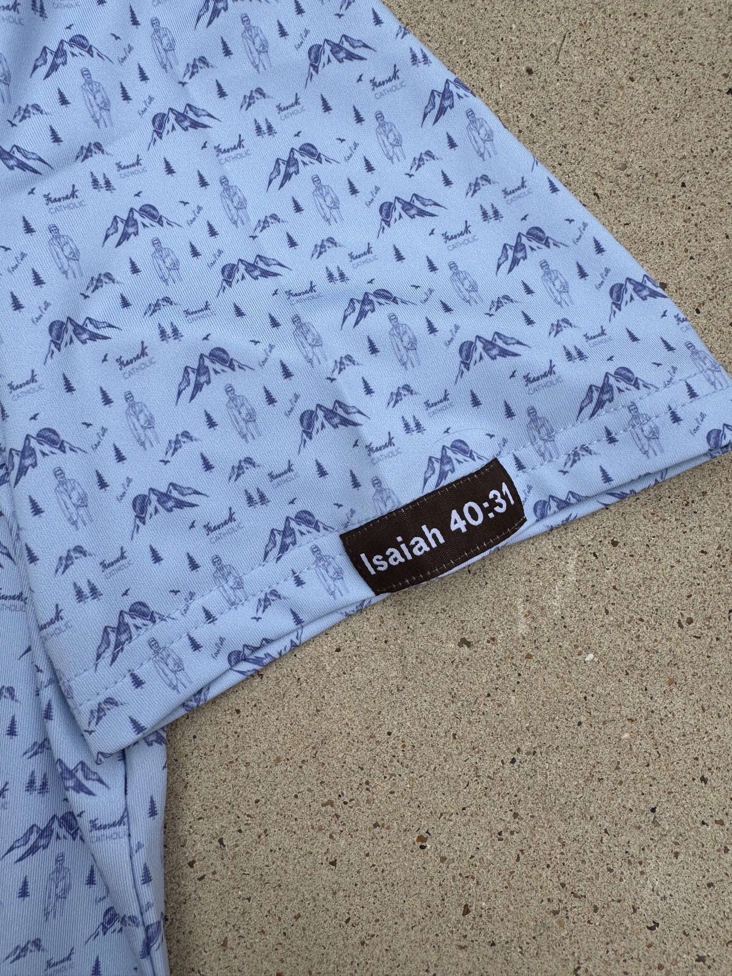 Dri-fit Frassati Catholic Polo Shirt with Isaiah 40:31 Patch