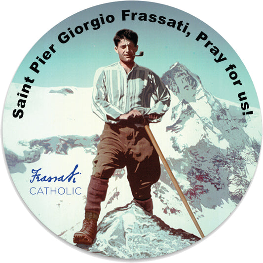 6" Circular Frassati Catholic Bumper Sticker